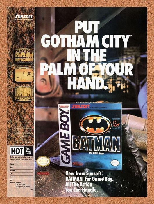 1990 Batman Game Boy Original Ad v5 - for just $17.99! 
