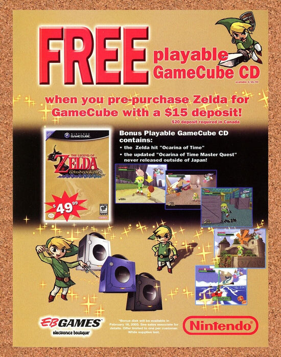 2003 Zelda Wind Waker GameCube Original EB Games Ad v4 - for just $19.49! 