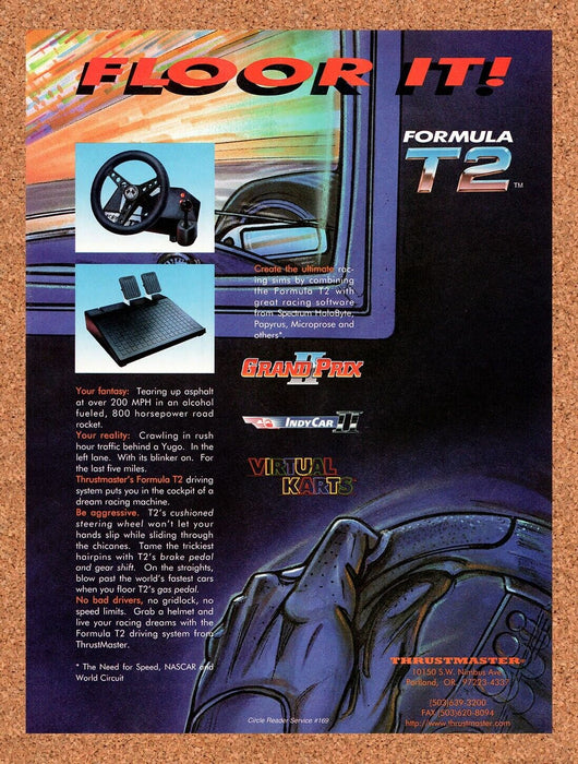 1995 Thrustmaster Formula T2 Racing Wheel Original Ad v2 - for just $17.99! 