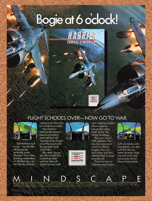 1988 Harrier Combat Simulator Commodore 64 Original Ad v1 - for just $17.99! 