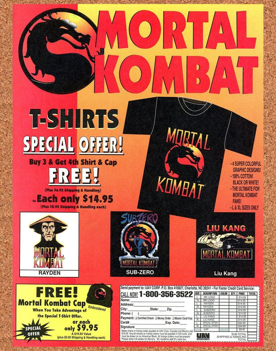 1993 Mortal Kombat SNES Genesis Original T-Shirt Ad - for just $18.49! 