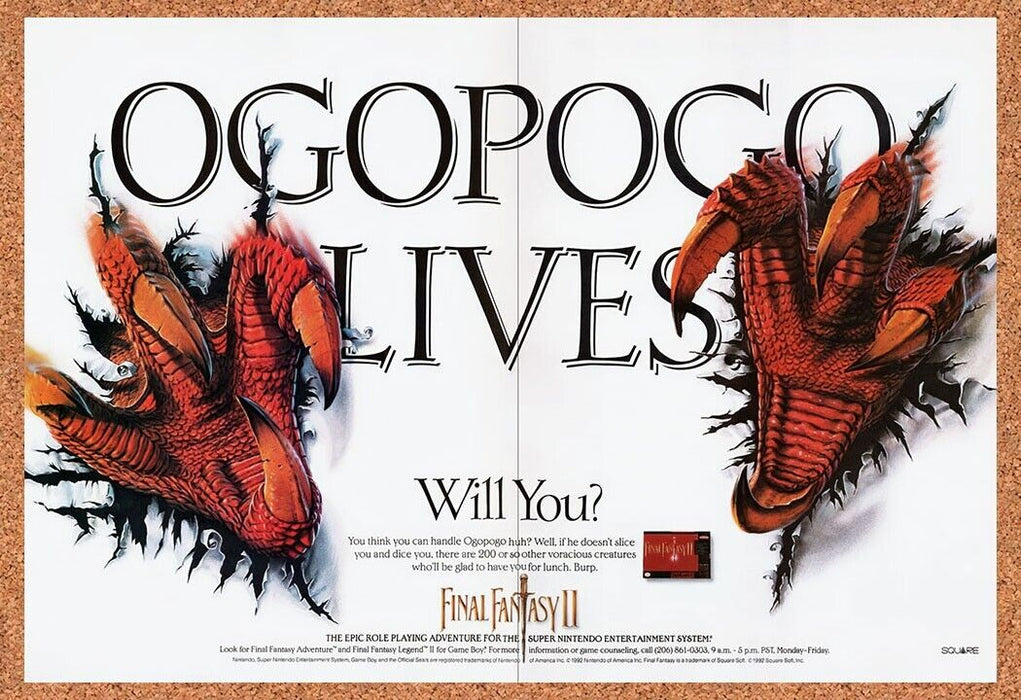 1992 Final Fantasy II SNES Original Ad v1 - for just $21.99! 