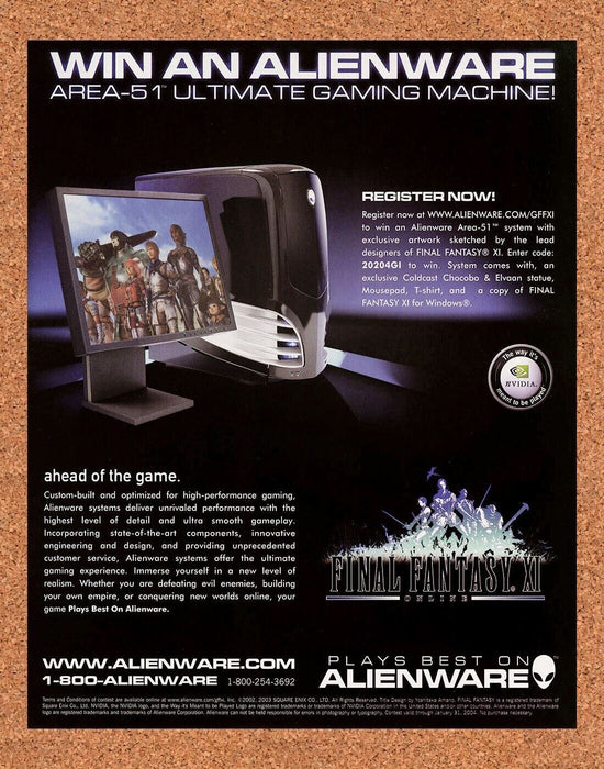 2005 Final Fantasy XI Online Alienware Original Contest Ad - for just $19.49! 