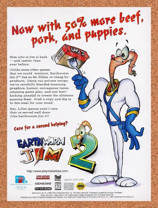 1995 Earthworm Jim 2 Genesis Original Ad v1 - for just $17.99! 