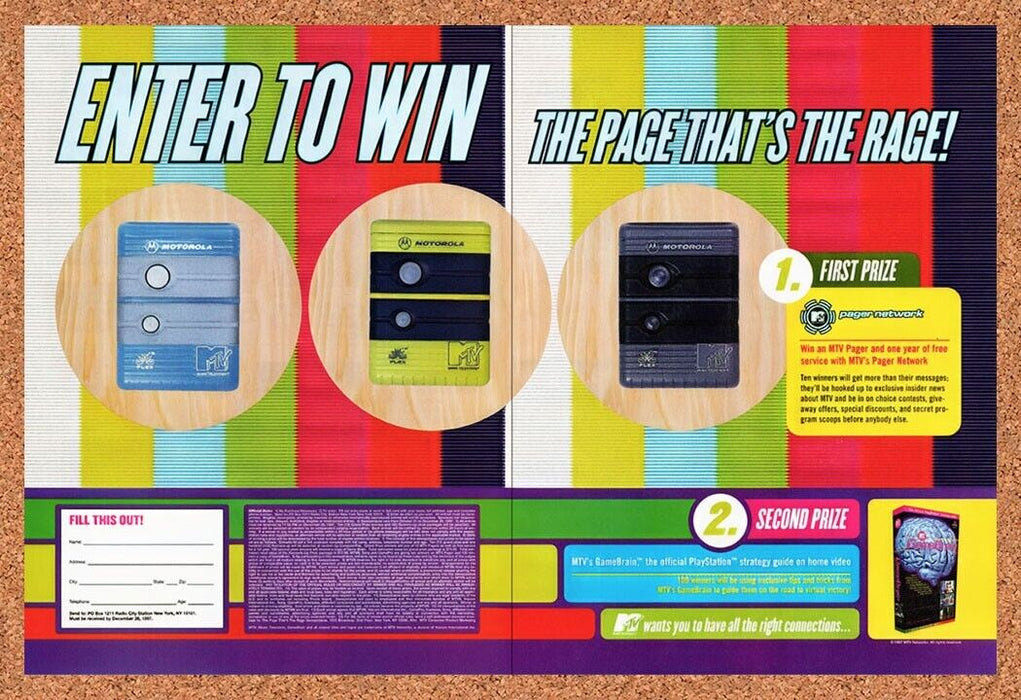 1997 MTV Game Brain Sweepstakes Original Ad v2 - for just $18.27! 