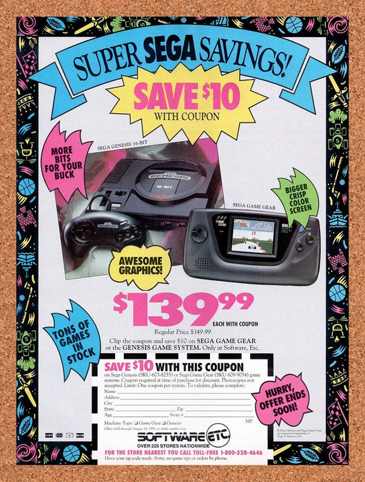 1991 Sega Consoles $10 Savings Rebate Original Ad v2 - for just $17.99! 