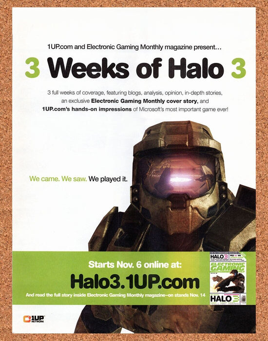 2006 Halo 3 PC Original 1up Network Ad - for just $17.99! 