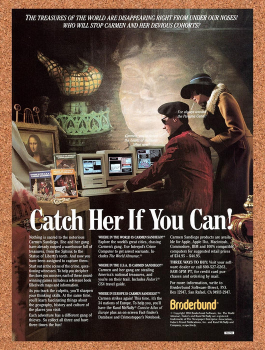 1989 Carmen Sandiego Commodore 64 Games Original Ad v2 - for just $17.99! 