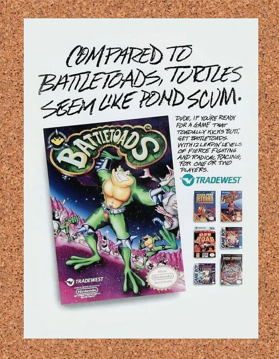1992 Battletoads NES Original Ad - for just $17.99! 