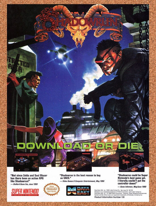 1993 Shadowrun SNES Original Ad v8 - for just $17.99! 
