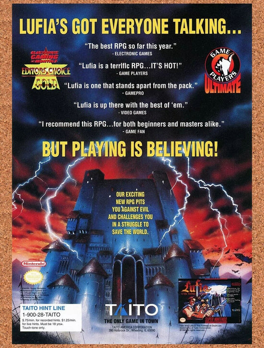 1995 Lufia Fortress of Doom SNES Original Ad - for just $17.99! 
