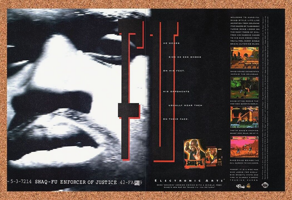 1994 Shaq Fu SNES Original Ad - for just $21.49! 