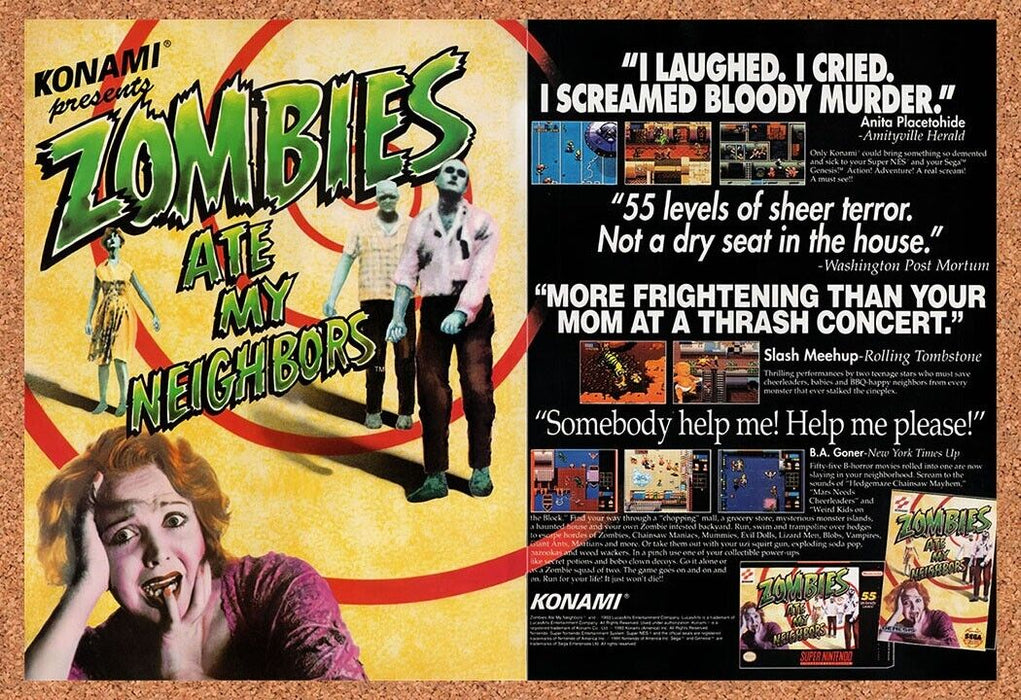 1993 Zombies Ate My Neighbors SNES Original Ad v4 - for just $21.49! 
