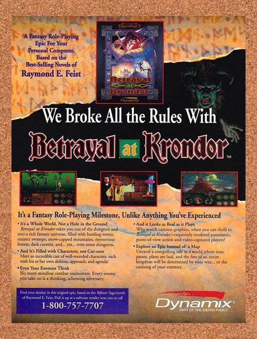 1993 Betrayal At Krondor PC Original Ad v2 - for just $17.99! 