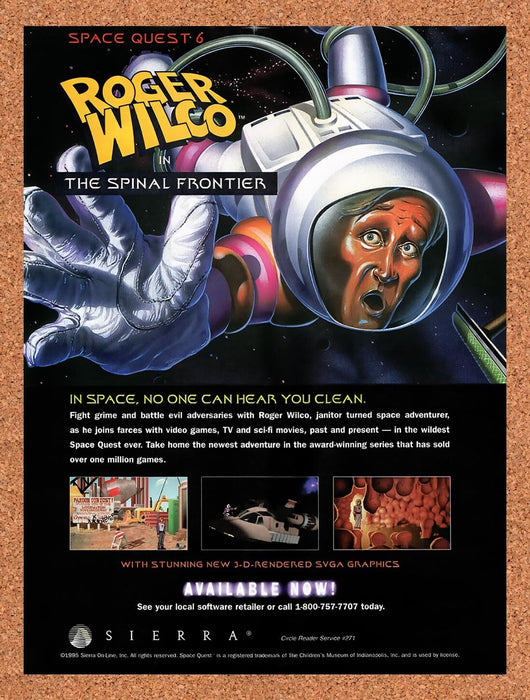 1995 Space Quest 6 Roger Wilco In The Spinal Frontier PC Original Ad v1 - for just $19.29! 