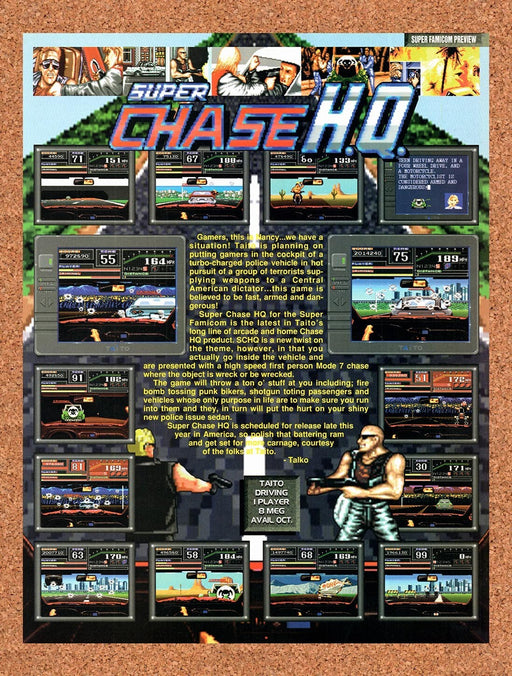 1993 Super Chase HQ Super Famicom Original Ad v1 - for just $17.99! 