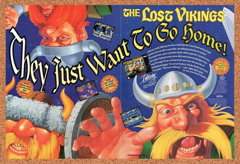 1993 Lost Vikings Genesis Original Ad v2 - for just $19.34! 