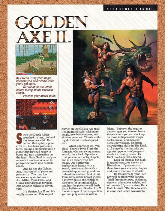 1991 Golden Axe II Genesis Original Ad v1 - for just $17.99! 