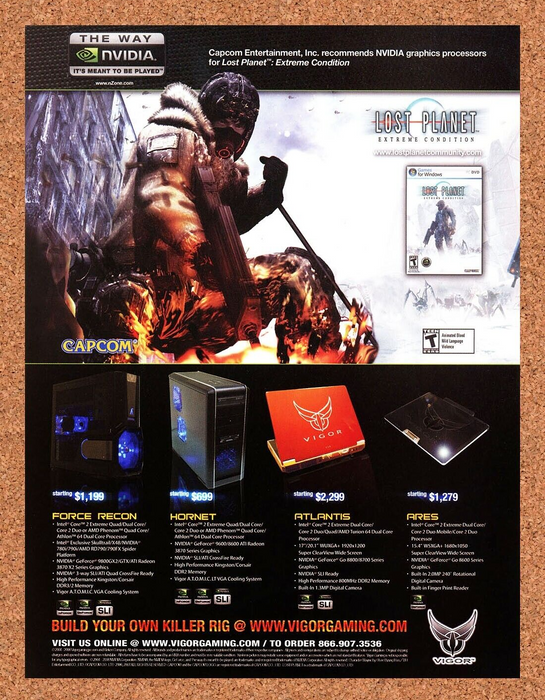 2008 Lost Planet Original Nvidia Vigor Gaming PC Ad v1 - for just $17.99! 