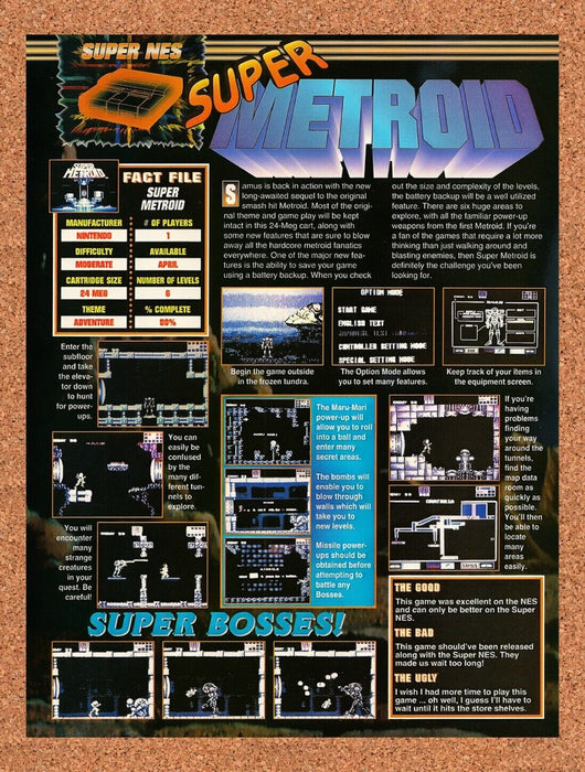 1994 Super Metroid SNES Original Ad v6 - for just $15.29! 
