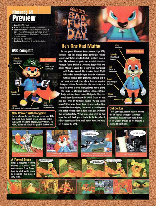 2000 Conker's Bad fur Day N64 Original Ad v2 - for just $17.99! 