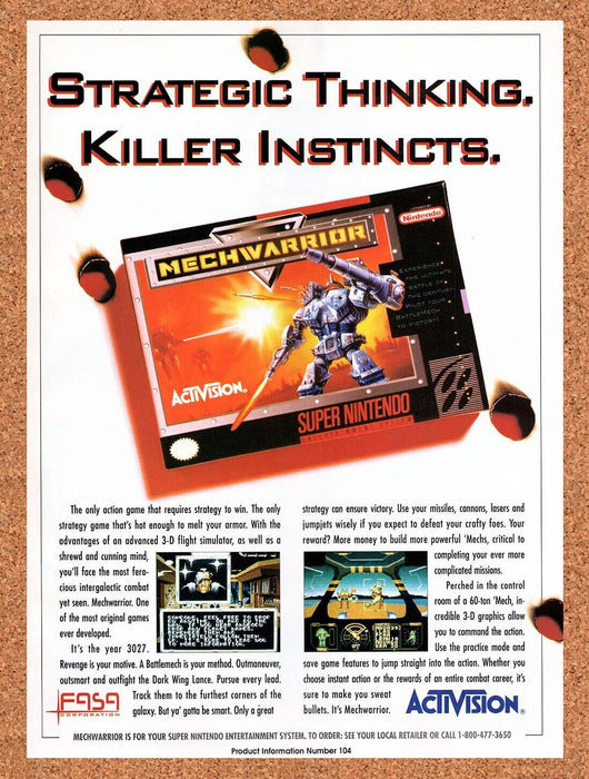 1993 MechWarrior SNES Original Ad v2 - for just $17.99! 