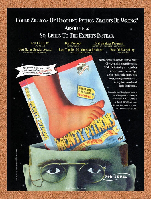 1995 Monty Python's Complete Waste Of Time PC Original Ad - for just $17.99! 