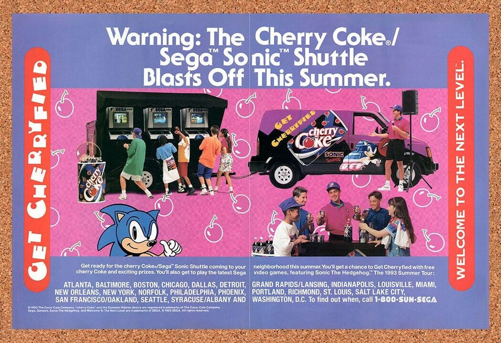 1993 Sonic Genesis Original Cherry Coke Ad - for just $23.49! 