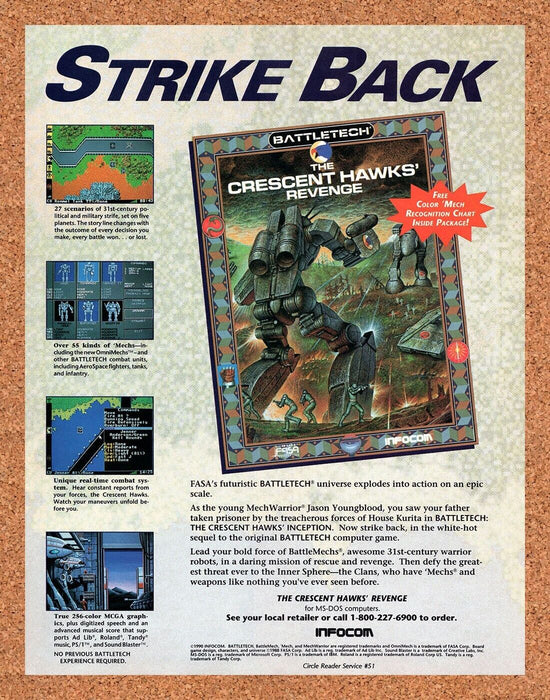 1991 BattleTech The Crescent Hawks Revenge Tandy Original Ad - for just $17.99! 