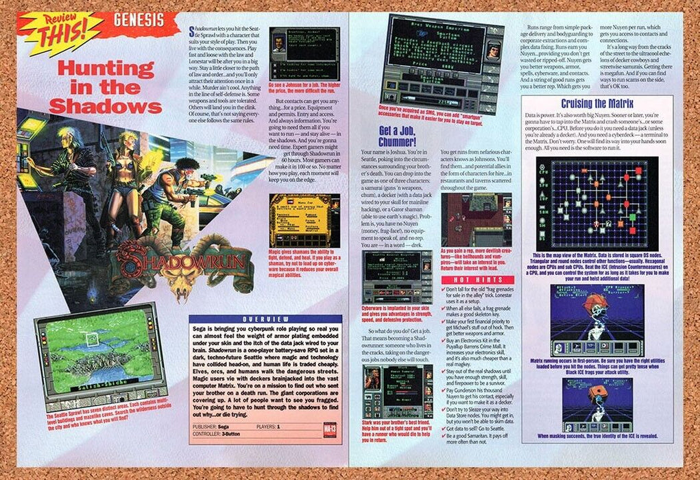 1994 Shadowrun Genesis Original Ad v9 - for just $21.49! 
