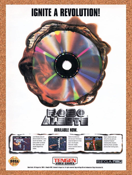 1993 Robo Aleste Sega CD Original Ad v2 - for just $17.99! 