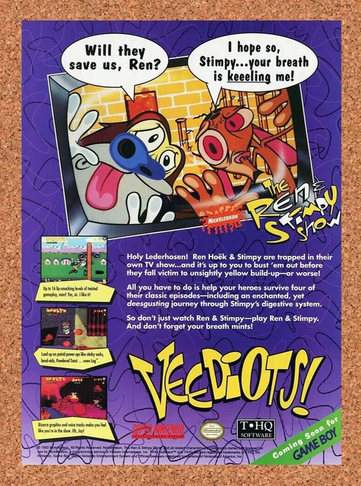1994 Ren And Stimpy Veediots SNES Original Ad - for just $21.49! 