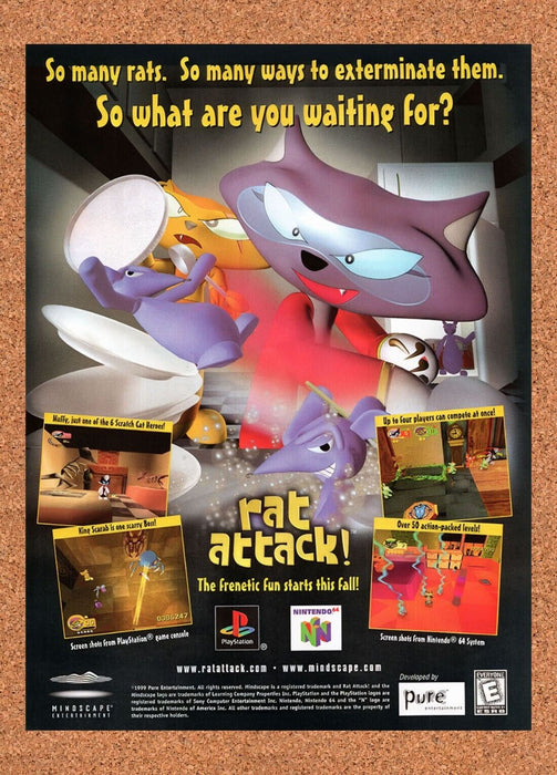 1999 Rat Attack! N64 Original Ad v2 - for just $17.99! 
