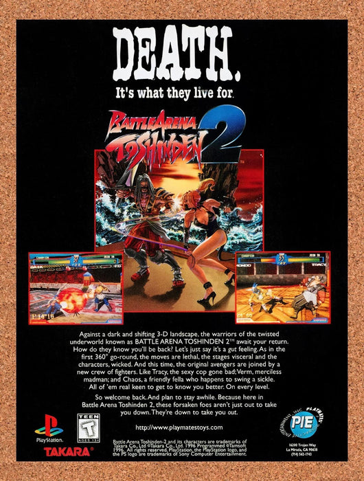 1996 Battle Arena Toshinden 2 PS1 Original Ad v1 - for just $17.99! 