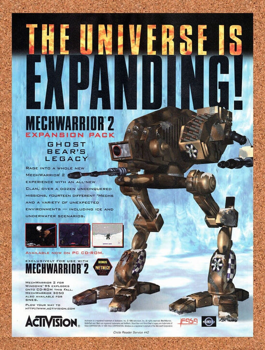 1995 MechWarrior 2 Expansion Pack PC Original Ad - for just $17.99! 