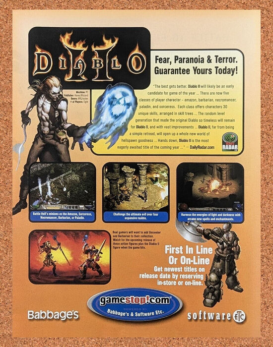 2002 Diablo II PC Original Babbages Ad - for just $17.99! 