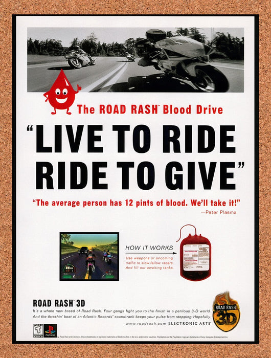 1998 Road Rash 3D PS1 Original Ad v2 - for just $17.99! 