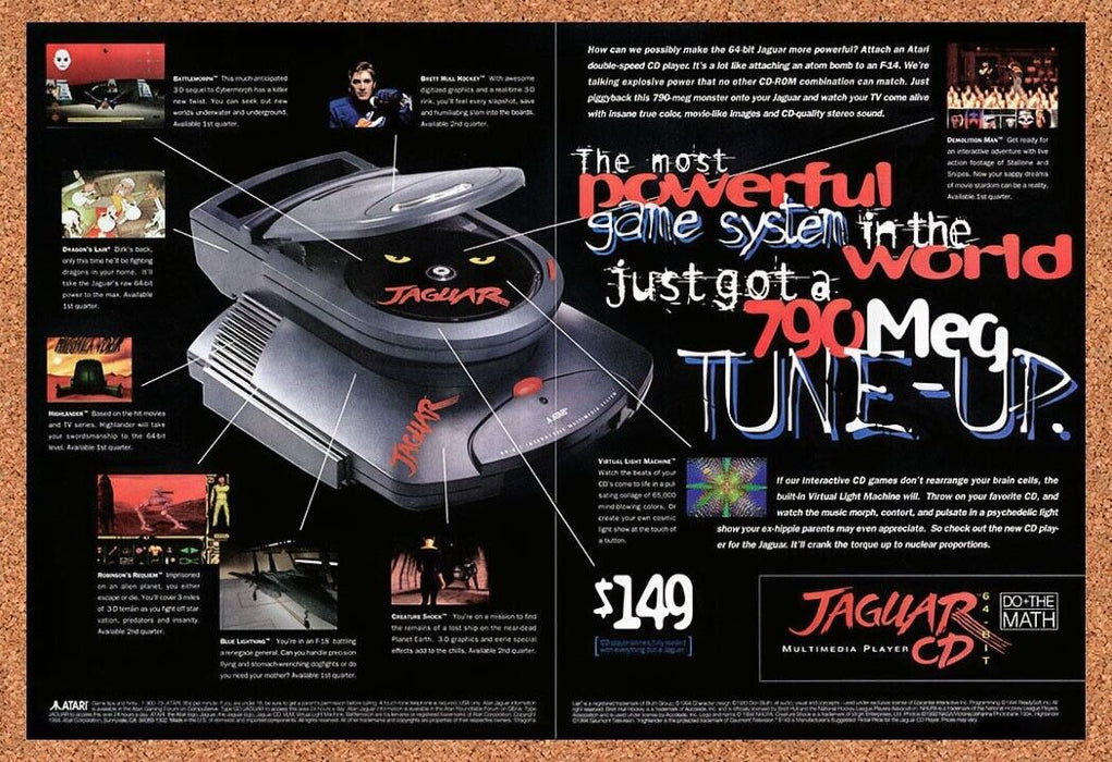 1995 Atari Jaguar 64-Bit Console Original Ad v5 - for just $21.99! 