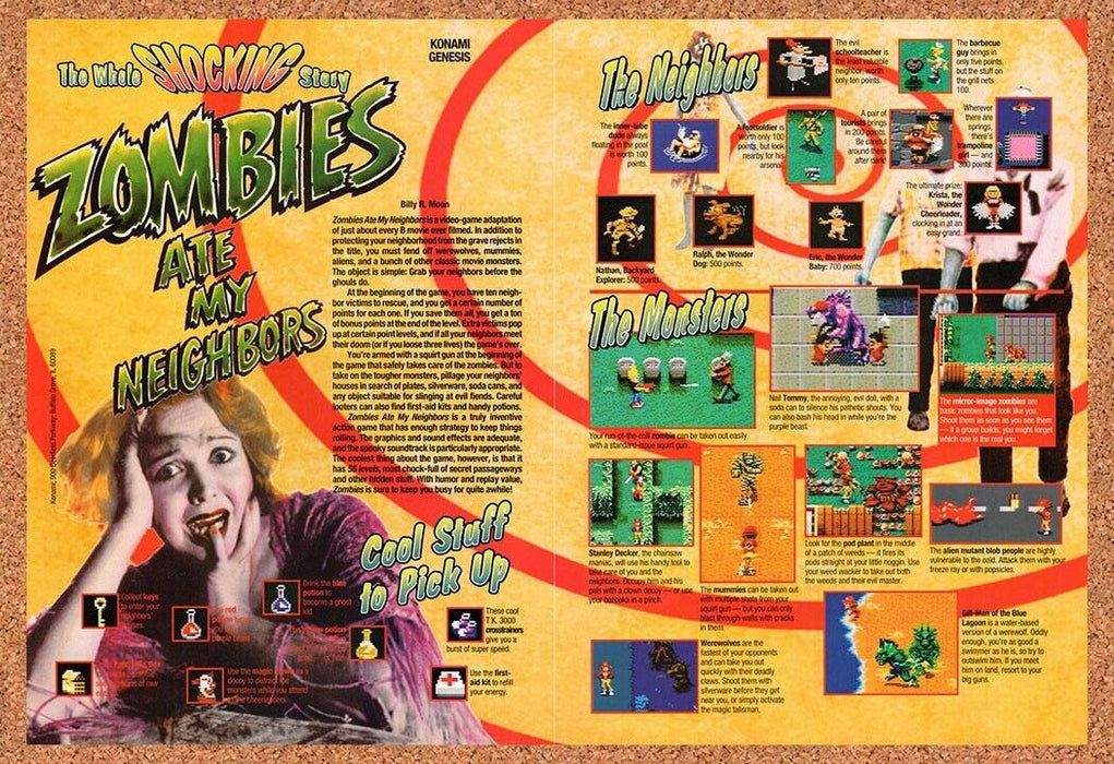 1993 Zombies Ate My Neighbors Genesis Original Ad v3 - for just $21.49! 