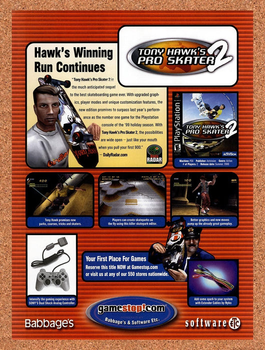 2000 Tony Hawk's Pro Skater 2 GameStop Original Ad v5 - for just $16.57! 