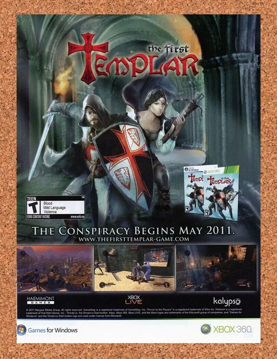 2012 The First Templar Xbox 360 Original Ad - for just $17.99! 
