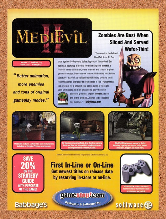 2000 Medievil II GameStop Original Advertisement v2 - for just $19.49! 
