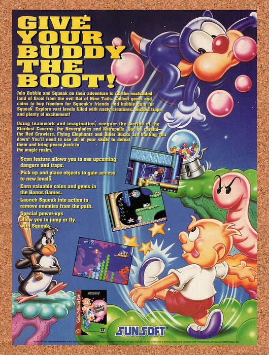 1994 Bubble Squeak Genesis Original Ad v1 - for just $17.99! 