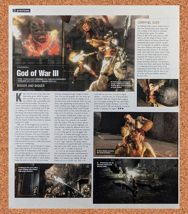 2009 God Of War III PS3 Original Ad - for just $17.99! 