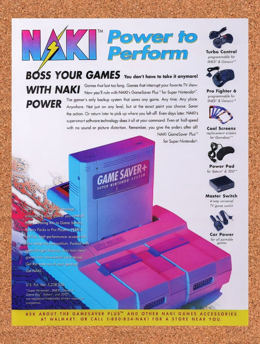 1995 Naki SNES Game Saver Original Ad v3 - for just $15.29! 