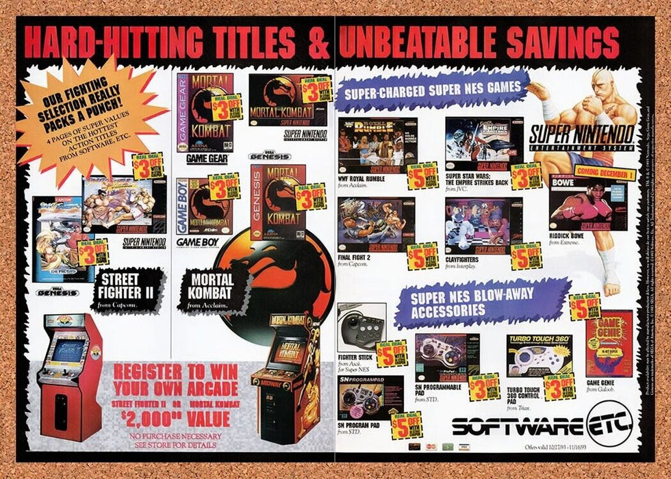 1993 Software Etc Fighting Games Original Ad v2 - for just $21.49! 