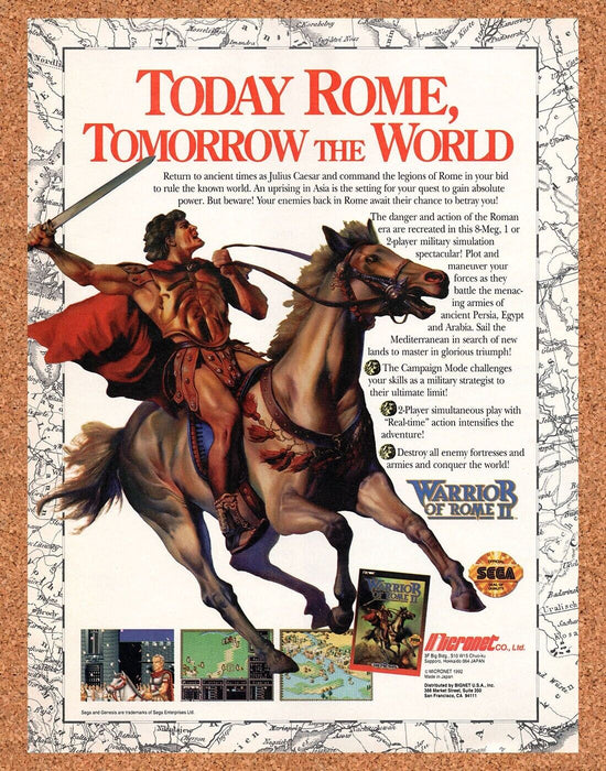 1992 Warrior Of Rome II Genesis Original Ad - for just $17.99! 