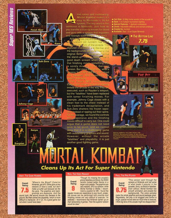1993 Mortal Kombat SNES Original Ad v10 - for just $17.99! 