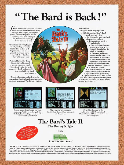 1987 Bards Tale 2 The Destiny Knight Apple II Original Ad v1 - for just $18.49! 
