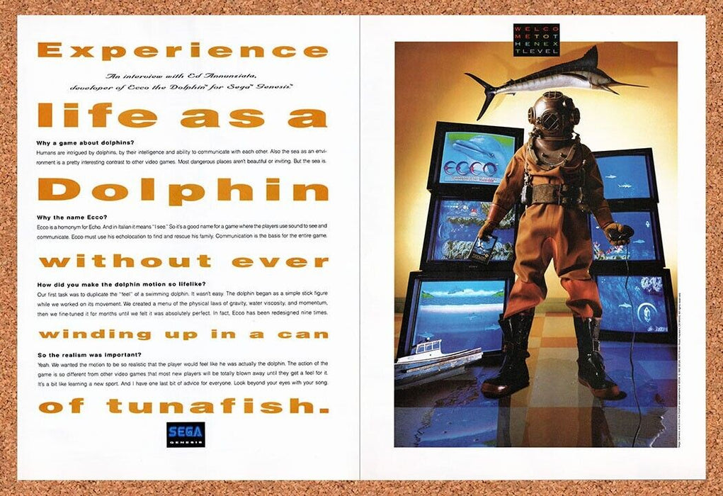 1993 Ecco The Dolphin Genesis Original Ad v4 - for just $21.49! 